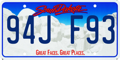 SD license plate 94JF93