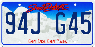 SD license plate 94JG45