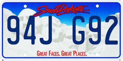 SD license plate 94JG92