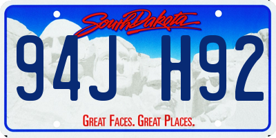SD license plate 94JH92