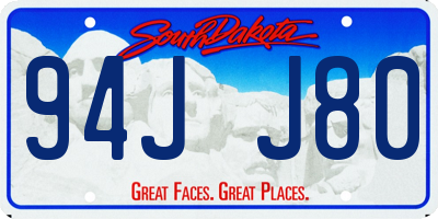 SD license plate 94JJ80