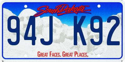 SD license plate 94JK92