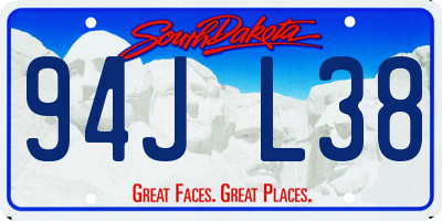 SD license plate 94JL38