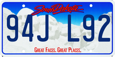 SD license plate 94JL92