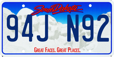 SD license plate 94JN92