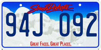 SD license plate 94JO92