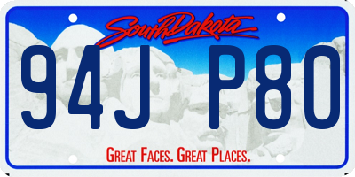 SD license plate 94JP80