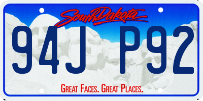 SD license plate 94JP92