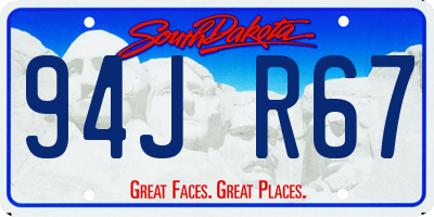SD license plate 94JR67