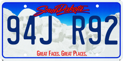 SD license plate 94JR92