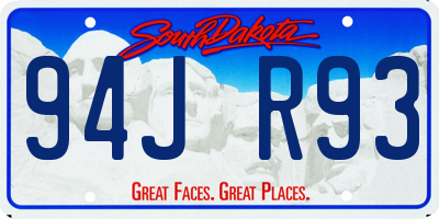 SD license plate 94JR93