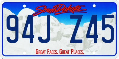 SD license plate 94JZ45