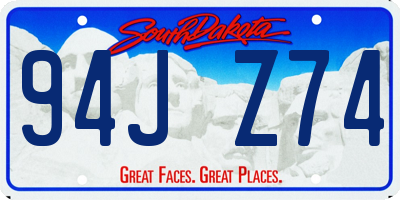 SD license plate 94JZ74