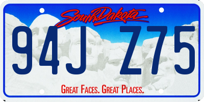 SD license plate 94JZ75