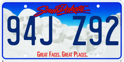 SD license plate 94JZ92