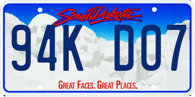 SD license plate 94KD07