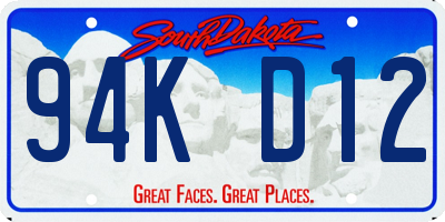 SD license plate 94KD12