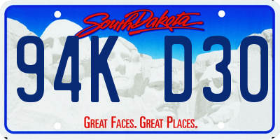 SD license plate 94KD30