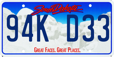 SD license plate 94KD33