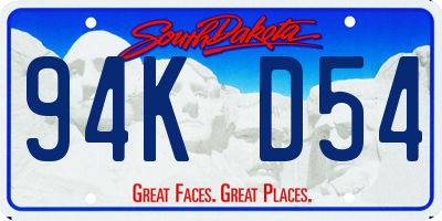 SD license plate 94KD54