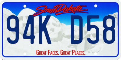 SD license plate 94KD58