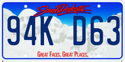 SD license plate 94KD63