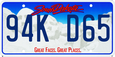 SD license plate 94KD65