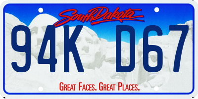 SD license plate 94KD67