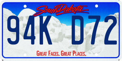 SD license plate 94KD72