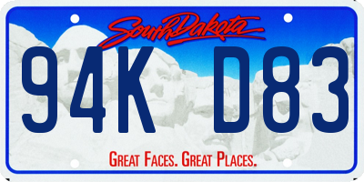 SD license plate 94KD83
