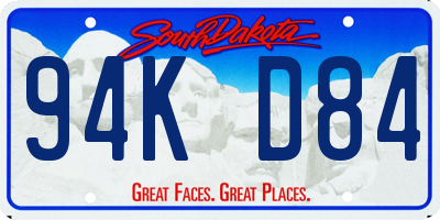 SD license plate 94KD84