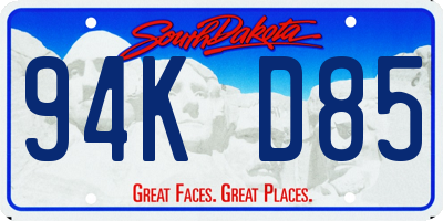 SD license plate 94KD85