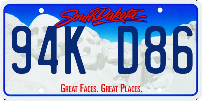 SD license plate 94KD86