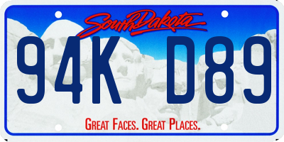 SD license plate 94KD89