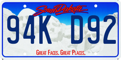 SD license plate 94KD92