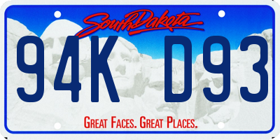 SD license plate 94KD93