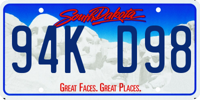 SD license plate 94KD98