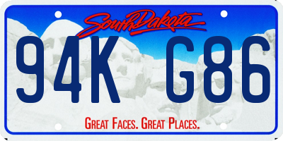 SD license plate 94KG86