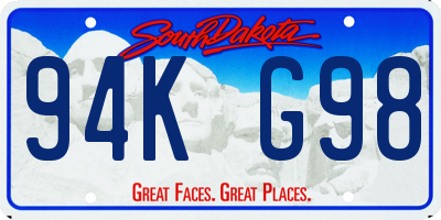 SD license plate 94KG98