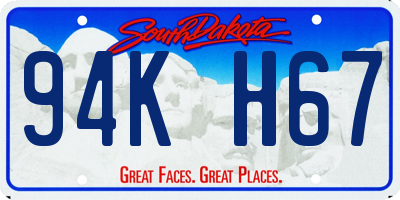 SD license plate 94KH67