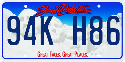 SD license plate 94KH86