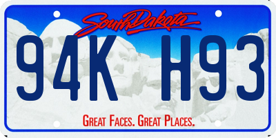 SD license plate 94KH93
