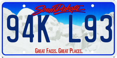 SD license plate 94KL93