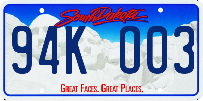 SD license plate 94KO03