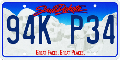 SD license plate 94KP34