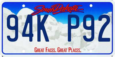 SD license plate 94KP92