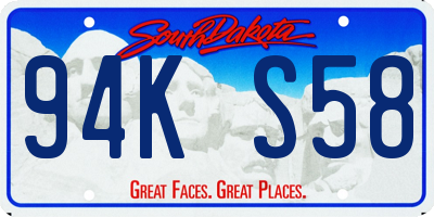 SD license plate 94KS58