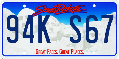 SD license plate 94KS67