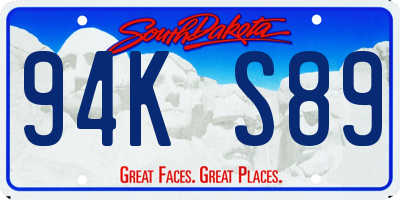 SD license plate 94KS89