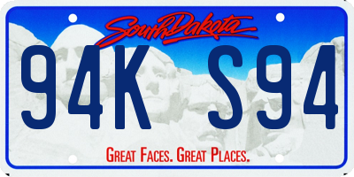 SD license plate 94KS94